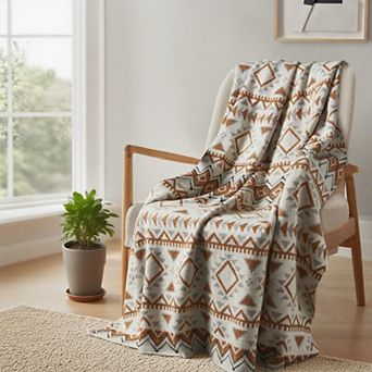 Unikome Boho Knit Throw Blanket 50x60 - Soft Lightweight Vintage Throw Blanket for Sofa Couch Bed