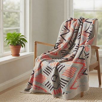 Unikome Boho Knit Throw Blanket 50x60 - Soft Lightweight Vintage Throw Blanket for Sofa Couch Bed