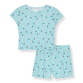 Sleep On It Girls 2 pc Ribbed Pajama Top and Pajama Shorts Set Milky Ribbed or Pointelle Fabric