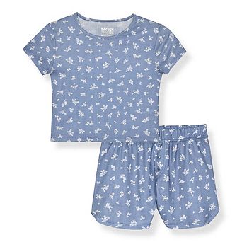 Sleep On It Girls 2 pc Ribbed Pajama Top and Pajama Shorts Set Milky Ribbed or Pointelle Fabric