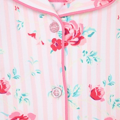 Sleep On It Girls 2-Pc Short-Sleeve Button Down Coat Pajama Top and Pajama Shorts Set w Scrunchie