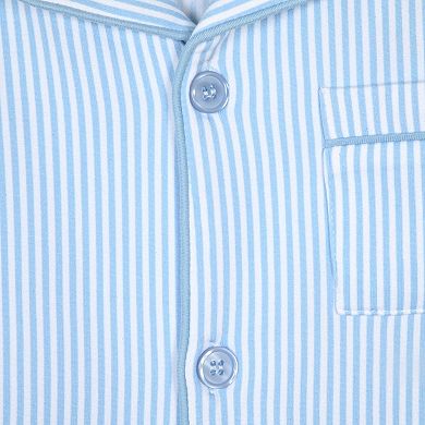 Sleep On It Boys 2-Pc Milky Jersey Short-Sleeve Button Down Coat Pajama Top and Pajama Shorts Set