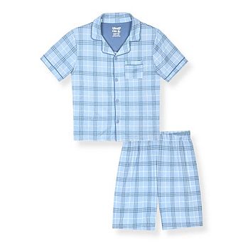 Sleep On It Boys 2 pc Milky Jersey Short-Sleeve Button Down Coat Pajama Top and Pajama Shorts Set