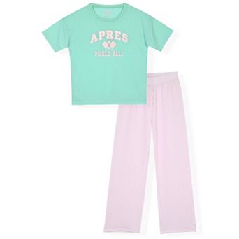 Sleep On It Girls 2 pc Short-Sleeve Plaid Pajama Top and Pajama Pants Set