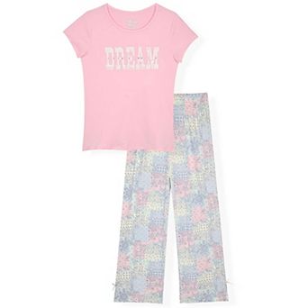 Sleep On It Girls 2 pc Short-Sleeve Plaid Pajama Top and Pajama Pants Set