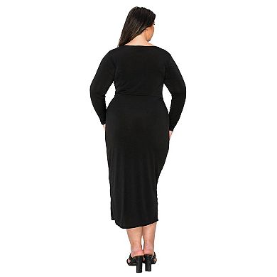 Plus Size Estelle Ruched Bodycon Midi Dress