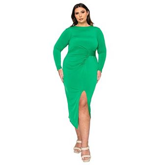 Plus Size Estelle Ruched Bodycon Midi Dress