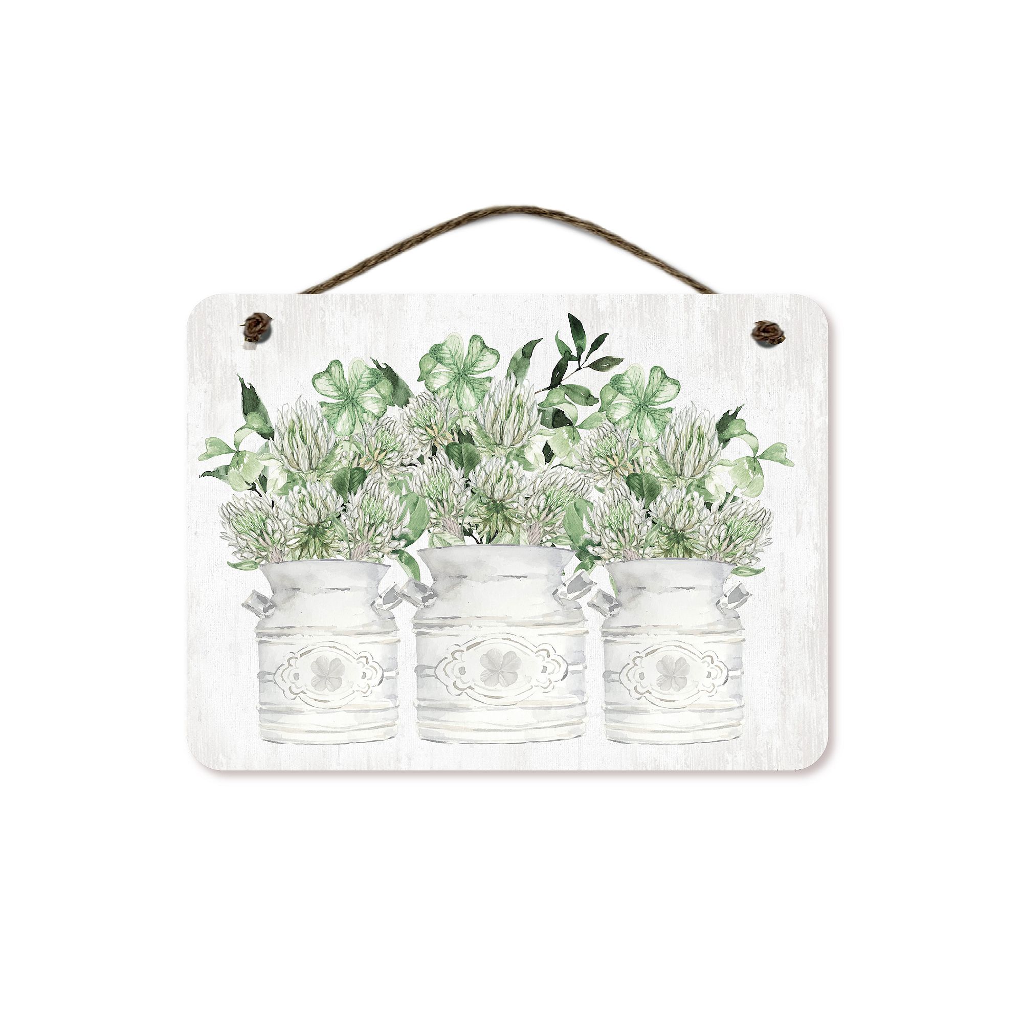 COURTSIDE MARKET St. Patricks Day Flower Pots Hanging Sign, Multi Color