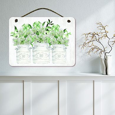 COURTSIDE MARKET St. Patrick's Day Flower Pots Hanging Sign