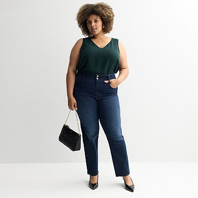 Plus Size Nine West High Rise Tummy Control Straight Jeans