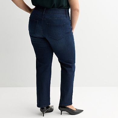 Plus Size Nine West High Rise Tummy Control Straight Jeans