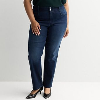 Plus Size Nine West High Rise Tummy Control Straight Jeans