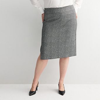 Plus Size Nine West Woven Pencil Skirt