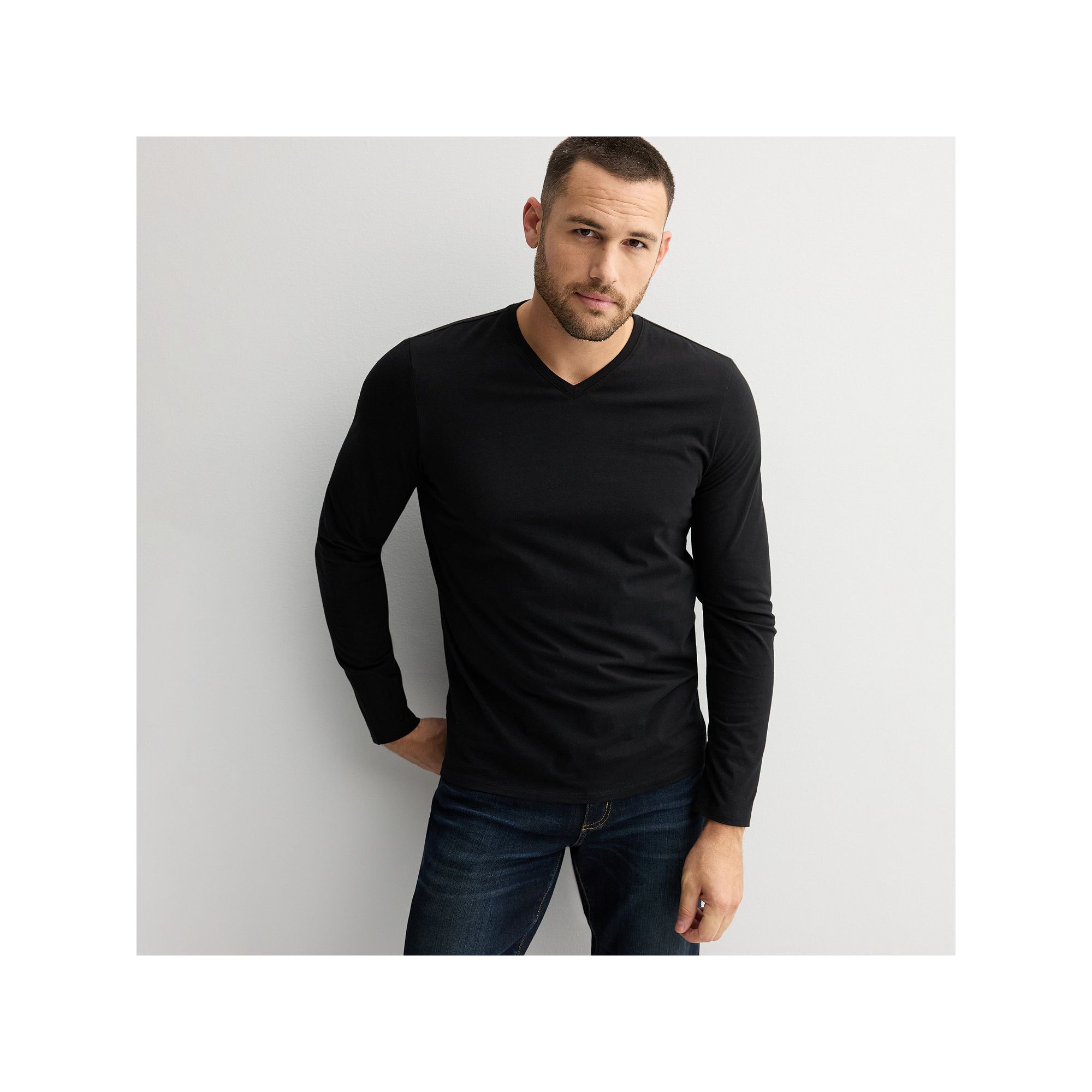 Mens Apt. 9® Premier Flex V-Neck Tee, Size: Small, Black Tie