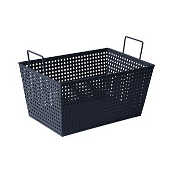 RGI Home Rectangular Metal Decorative Storage Basket with Handles