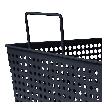 RGI Home Rectangular Metal Decorative Storage Basket with Handles