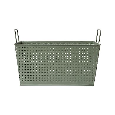 RGI Home Desert Sage Rectangular Metal Decorative Storage Basket with Handles