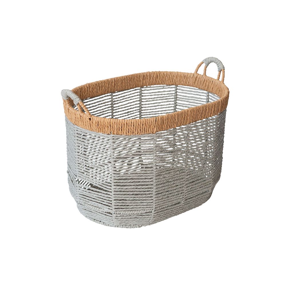 RGI Home Oval Woven Paper Cord Decorative Medium Storage Basket with ...