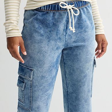 Juniors' Vanilla Star Knit Cargo Jogger Pants