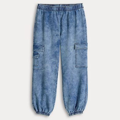 Juniors' Vanilla Star Knit Cargo Jogger Pants