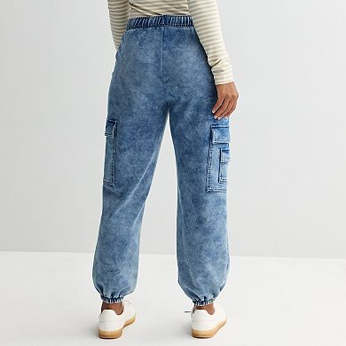 Juniors' Vanilla Star Knit Cargo Jogger Pants