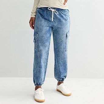 Juniors' Vanilla Star Knit Cargo Jogger Pants