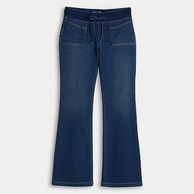 Juniors' Vanilla Star Knit Pull-On Bootcut Jeans