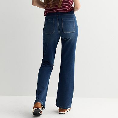 Juniors' Vanilla Star Knit Pull-On Bootcut Jeans