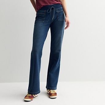Juniors' Vanilla Star Knit Pull-On Bootcut Jeans