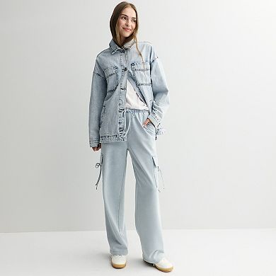 Juniors' Vanilla Star Bow Knit Cargo Pants