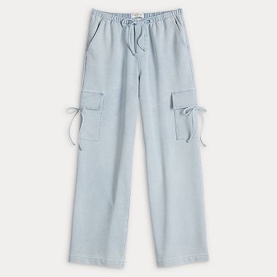 Juniors' Vanilla Star Bow Knit Cargo Pants