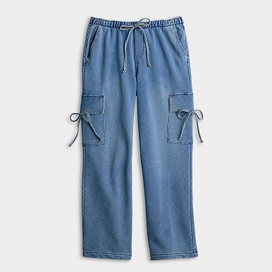 Juniors' Vanilla Star Bow Knit Cargo Pants