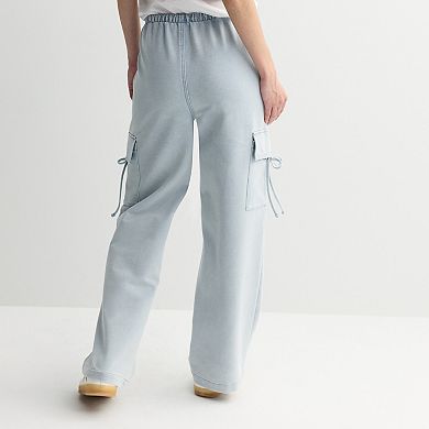 Juniors' Vanilla Star Bow Knit Cargo Pants