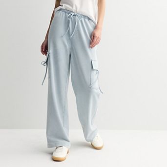 Juniors' Vanilla Star Bow Knit Cargo Pants