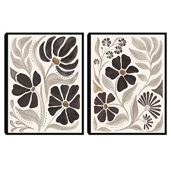 Masterpiece 2 pc Modern Petals II & III Neutral Wall Art Set