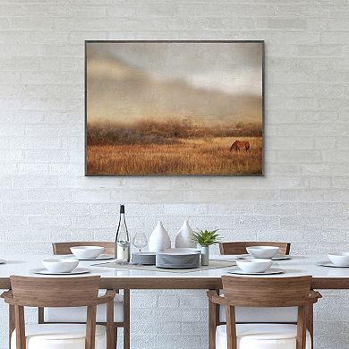 Masterpiece Grazing at Sunset Framed Canvas Wall Art