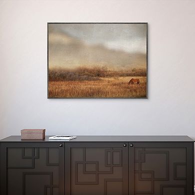 Masterpiece Grazing at Sunset Framed Canvas Wall Art