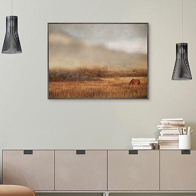Masterpiece Grazing at Sunset Framed Canvas Wall Art