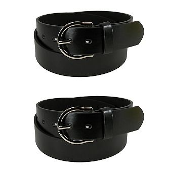 CTM Women's Basic Bridle Belt Twin Pack