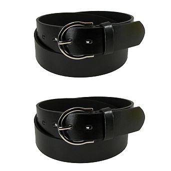 CTM Womens 1 3/8 Inch Wide Basic Bridle Belt Twin Pack