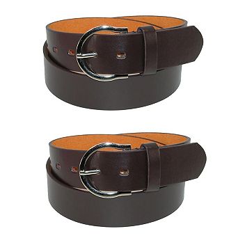 CTM Womens 1 3/8 Inch Wide Basic Bridle Belt Twin Pack