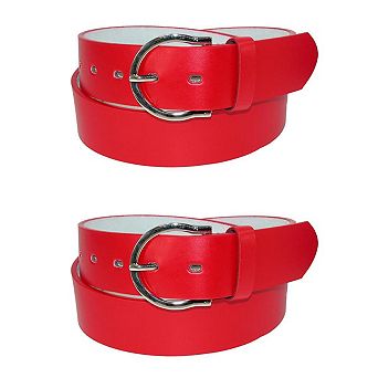 CTM Womens 1 3/8 Inch Wide Basic Bridle Belt Twin Pack