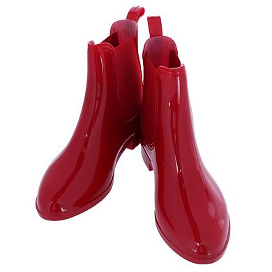 CTM Women's Solid Black Waterproof Ankle Rain Boots