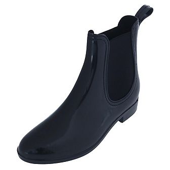 CTM Women's Solid Black Waterproof Ankle Rain Boots
