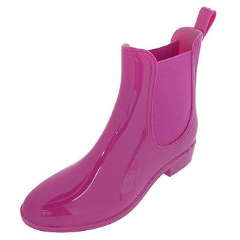 CTM Women's Solid Black Waterproof Ankle Rain Boots