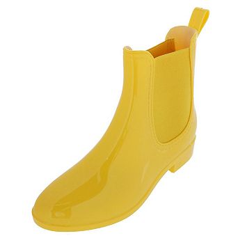 CTM Women's Solid Black Waterproof Ankle Rain Boots