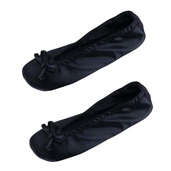 CTM Women's Satin Ballerina Slipper House Shoe (Pack of 2)