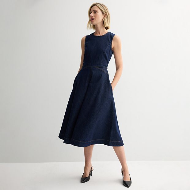 Petite Nine West Fit & Flare Midi Dress