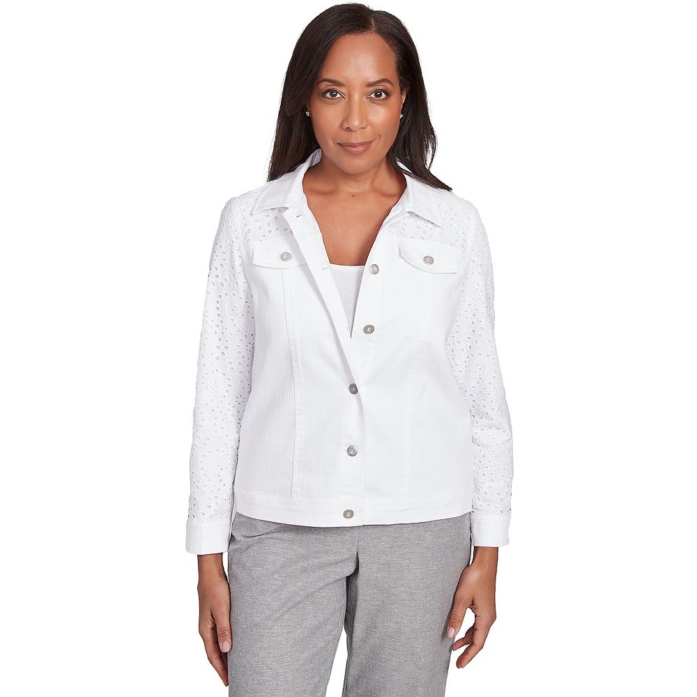 Women's Alfred Dunner Eyelet Long Sleeve Jacket