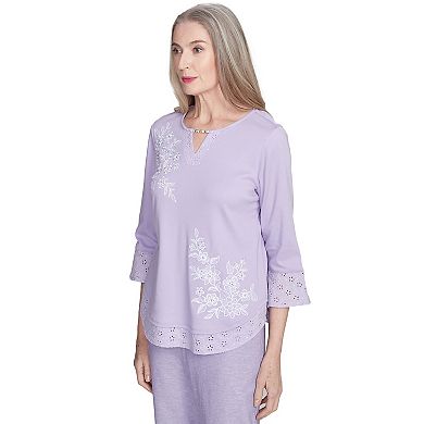 Women's Alfred Dunner Floral Embroidered Eyelet Top